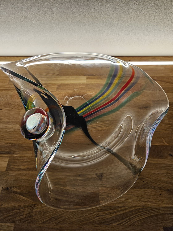 Image 1 of Livio Seguso, zware Murano glazen kom, Rainbow Design, 1993