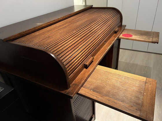 Image 1 of Ambachtelijk, Klassiek Design, Eiken Cilinder Bureau