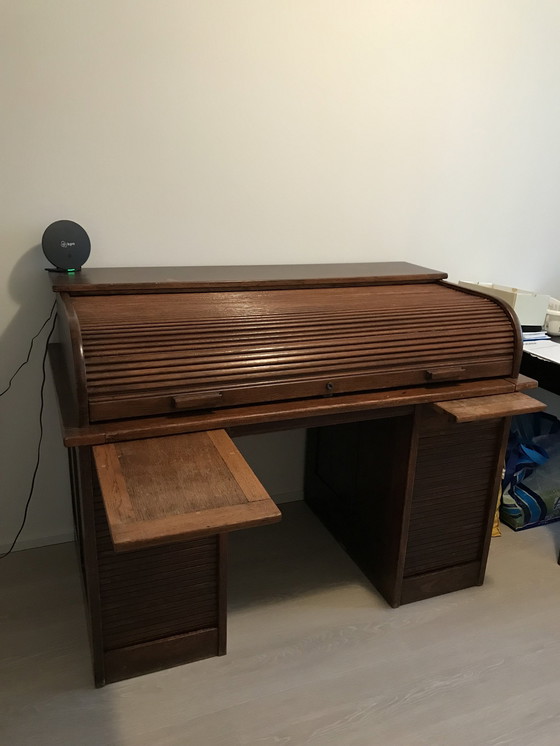 Image 1 of Ambachtelijk, Klassiek Design, Eiken Cilinder Bureau