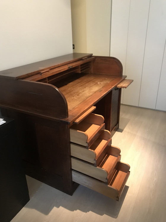 Image 1 of Ambachtelijk, Klassiek Design, Eiken Cilinder Bureau