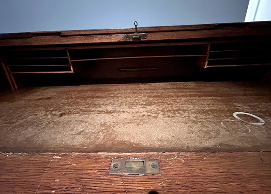 Image 1 of Ambachtelijk, Klassiek Design, Eiken Cilinder Bureau