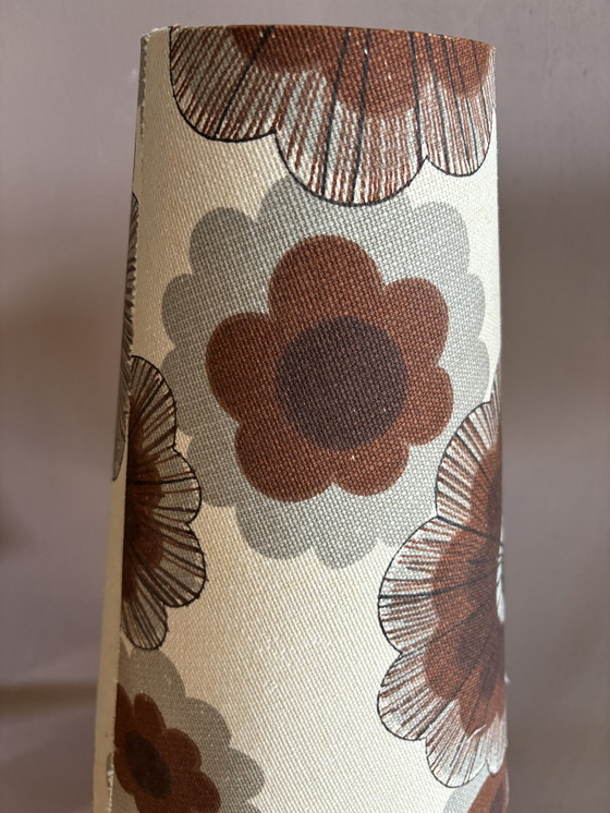 Image 1 of Vintage Tafellamp Bruin Bloemen 