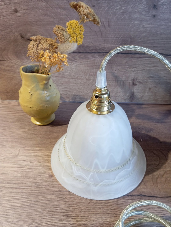 Image 1 of Lampe Baladeuse Nomade Verre Ondoorzichtig Et Marbré Satiné, Vintage