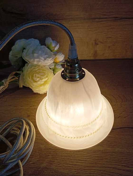 Image 1 of Lampe Baladeuse Nomade Verre Ondoorzichtig Et Marbré Satiné, Vintage