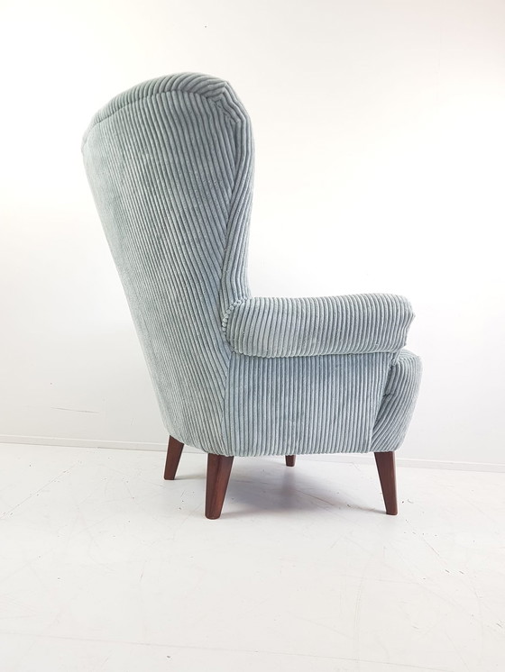 Image 1 of Artifort Fauteuil Lichtblauwe Rib Nieuw Gestoffeerd 