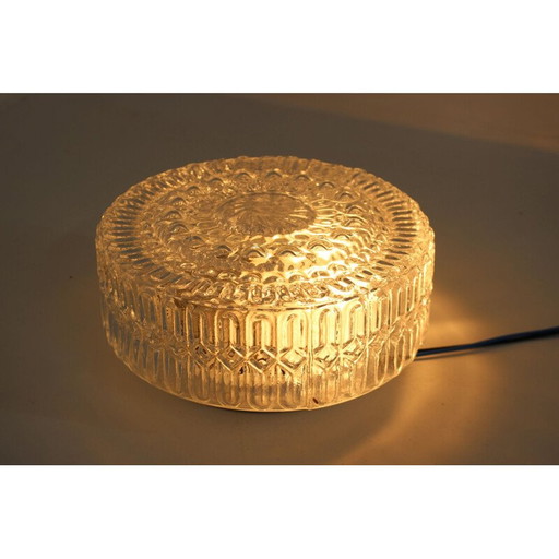 Vintage glazen wandlamp, Tsjechoslowakije 1970