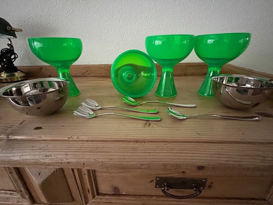 Image 1 of 4x Alessi ijscoupes met hartvormige lepels