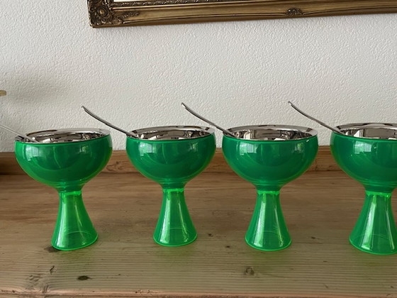 Image 1 of 4x Alessi ijscoupes met hartvormige lepels