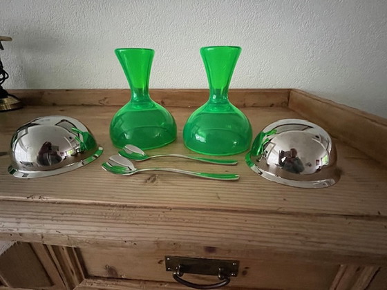 Image 1 of 4x Alessi ijscoupes met hartvormige lepels