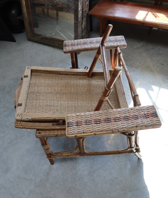 Image 1 of Vintage Bamboe Rotan Loungestoel