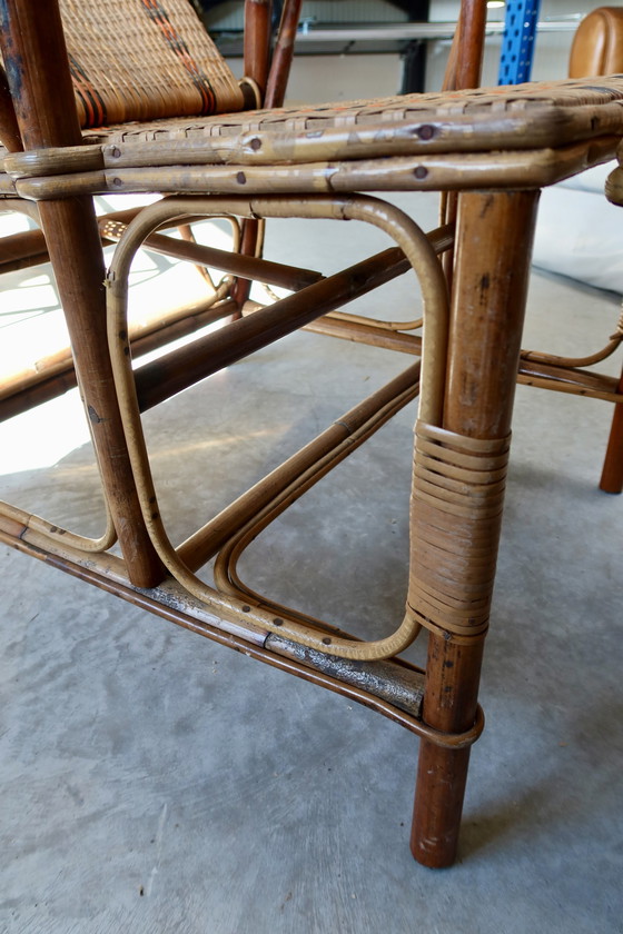 Image 1 of Vintage Bamboe Rotan Loungestoel