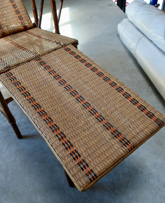 Image 1 of Vintage Bamboe Rotan Loungestoel