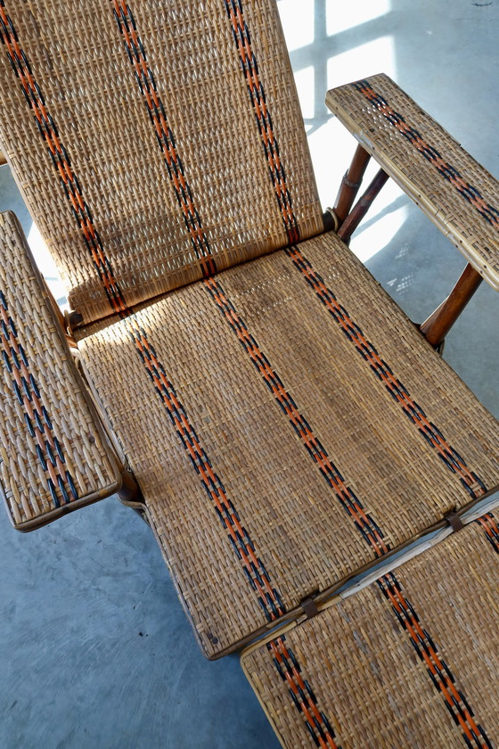 Image 1 of Vintage Bamboe Rotan Loungestoel