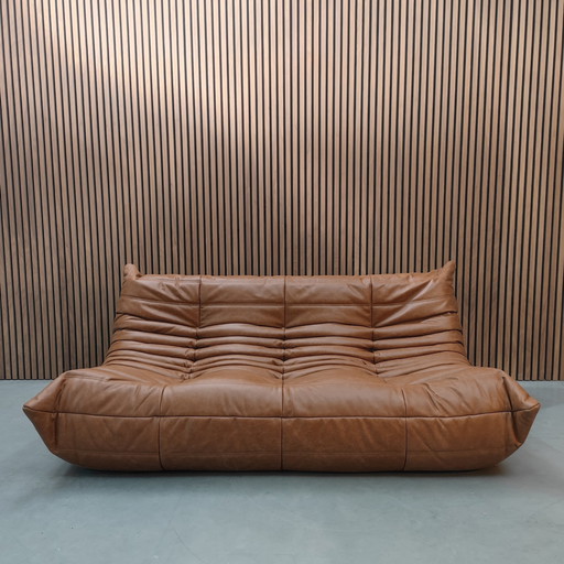 Ligne Roset Togo Cognac Leder 3 Zits