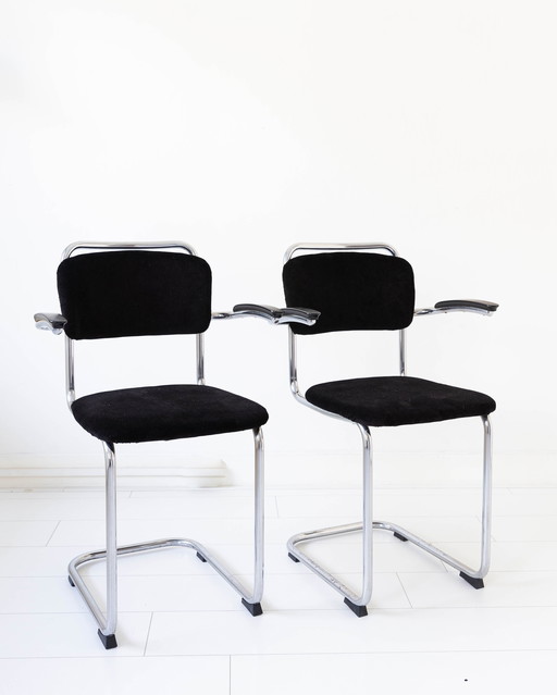 Set Van Twee Gispen 201 Eetkamerstoelen - Refurbished