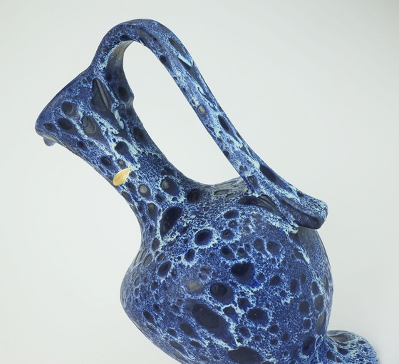 Image 1 of Grote vintage Kreutz keramiek vaas vorm 228 Vet Lava druppel glazuur blauwe tinten Intens blauw