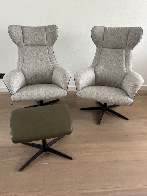 2x Goossens fauteuil + hocker