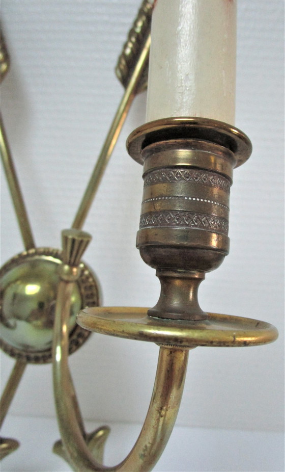 Image 1 of Paar Bronzen Pijl Wandlampen Lucien Gau