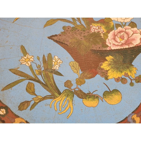 Image 1 of Paar vintage borden in cloisonné-email op metaal, Japan
