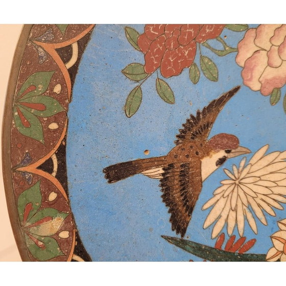 Image 1 of Paar vintage borden in cloisonné-email op metaal, Japan