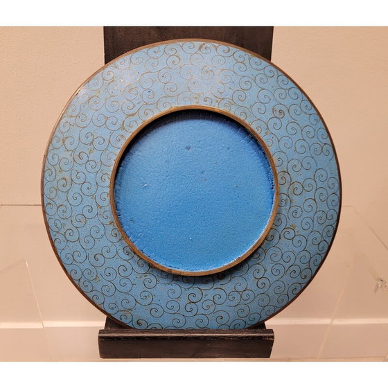 Image 1 of Paar vintage borden in cloisonné-email op metaal, Japan