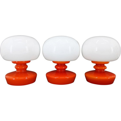 Set van 3 vintage opaline glazen tafellampen van Stepan Tabery, Tsjecho-Slowakije 1970