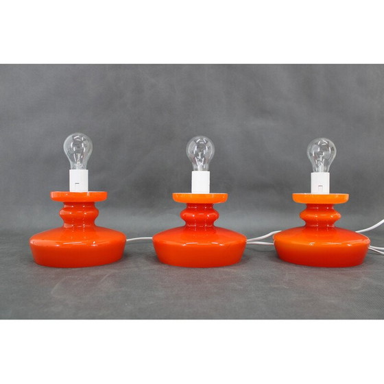 Image 1 of Set van 3 vintage opaline glazen tafellampen van Stepan Tabery, Tsjecho-Slowakije 1970