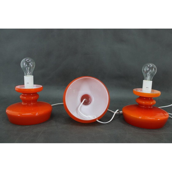 Image 1 of Set van 3 vintage opaline glazen tafellampen van Stepan Tabery, Tsjecho-Slowakije 1970