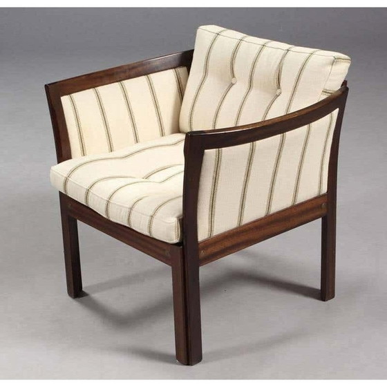 Image 1 of Paar vintage mahonie en witte plexus stoelen van Illum Wikkelso voor CFC Silkeborg, Denemarken 1960