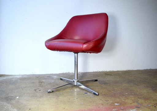 Vintage Rode Chromen Loungestoel 1970 Ruimtetijdperk