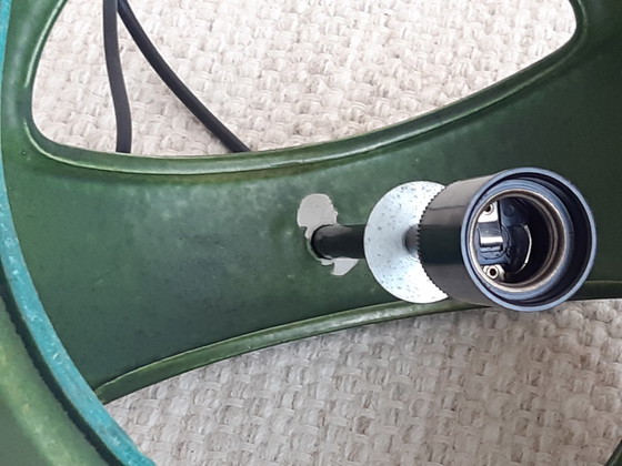 Image 1 of Groene Keramieken Aardewerken Vintage Hanglamp, West Germany Fat Lava Stijl, Keramiek, Aardewerk