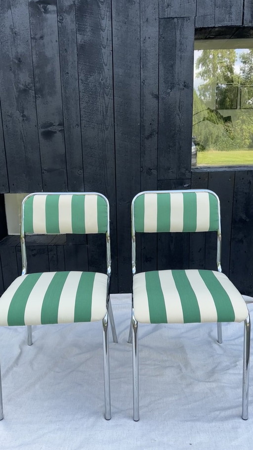 2x Vintage Ijzeren Jaren 70 Stoelen