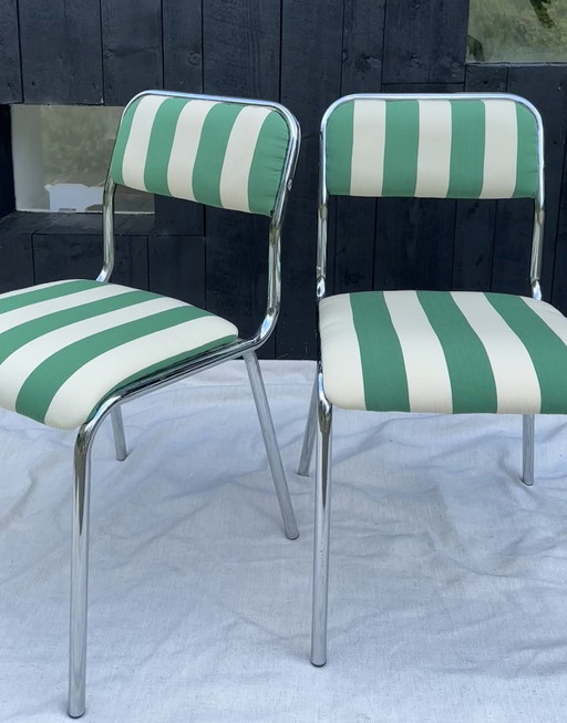 2x Vintage Ijzeren Jaren 70 Stoelen