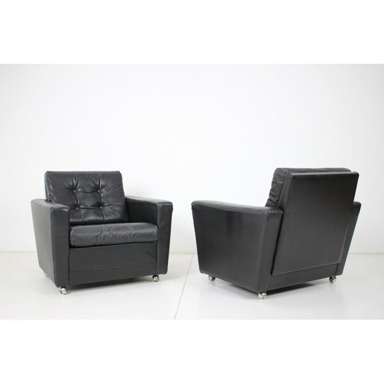 Image 1 of Vintage leren fauteuils, Finland 1970