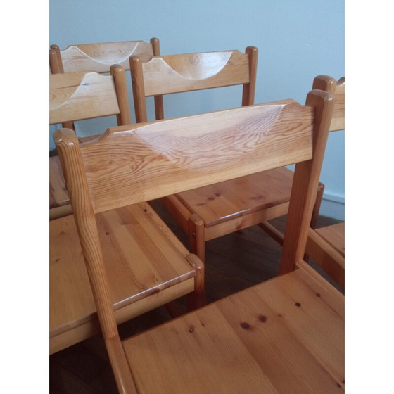 Image 1 of Set van 6 vintage grenen stoelen 1980