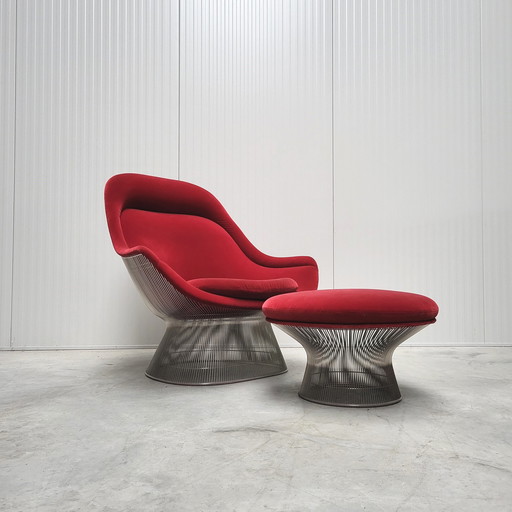 Warren Platner Easy Lounge Stoel & Ottoman van Knoll Bayberry