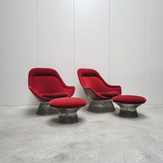 Image 1 of Warren Platner Easy Lounge Stoel & Ottoman van Knoll Bayberry