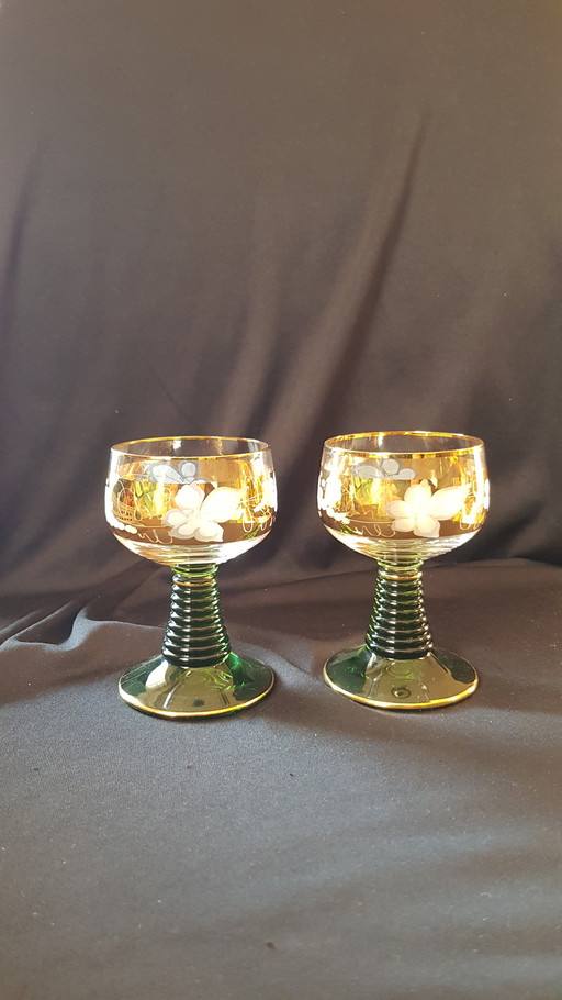 Romeins glas goud/groen vintage