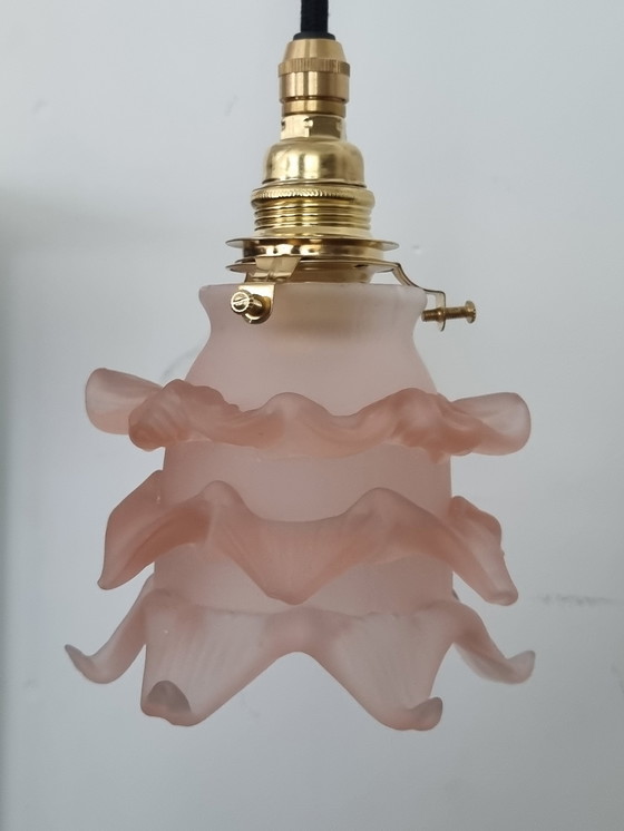 Image 1 of VIntage roze glazen hanglamp