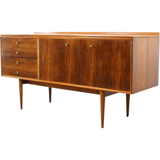 Mid century compact dressoir met generfd Indisch Laurier front van Robert Heritage