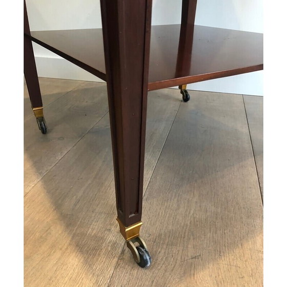 Image 1 of Vintage mahonie en messing bijzettafeltje van Hugnet, jaren 1940