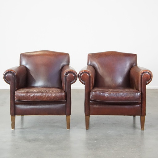 2 X Design Fauteuil/ Armchair Gemaakt Van Schapenleer