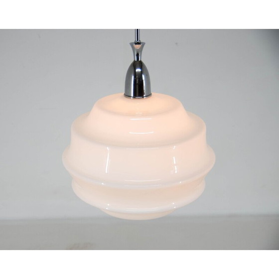 Image 1 of Vintage Art Deco glazen hanglamp, Tsjecho-Slowakije 1950