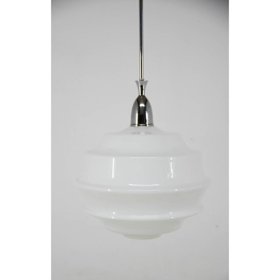 Image 1 of Vintage Art Deco glazen hanglamp, Tsjecho-Slowakije 1950