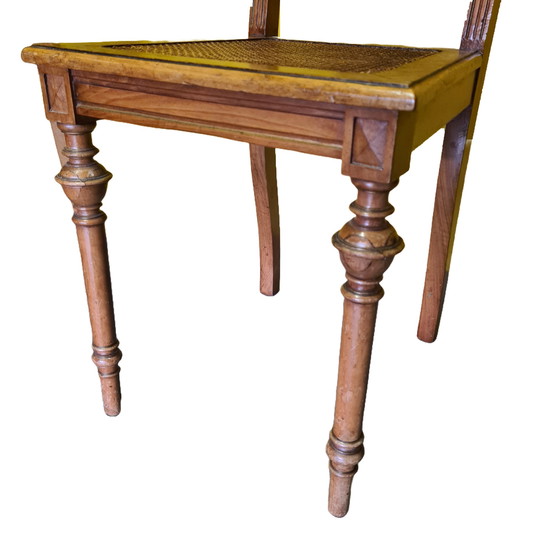 Image 1 of Stel Duitse notenhouten stoelen met webbing, circa 1880