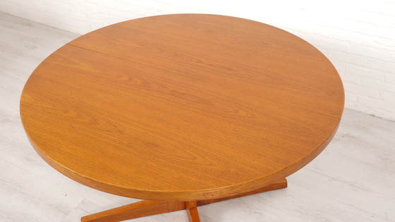 Image 1 of Vintage Ronde Eettafel | Teak | Uitschuifbaar | 115 Cm