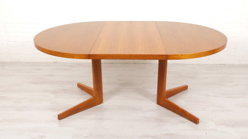 Vintage Ronde Eettafel | Teak | Uitschuifbaar | 115 Cm