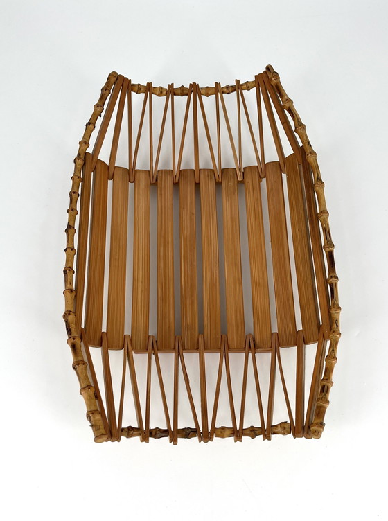 Image 1 of Mid Century bamboe fruitmand, schaal