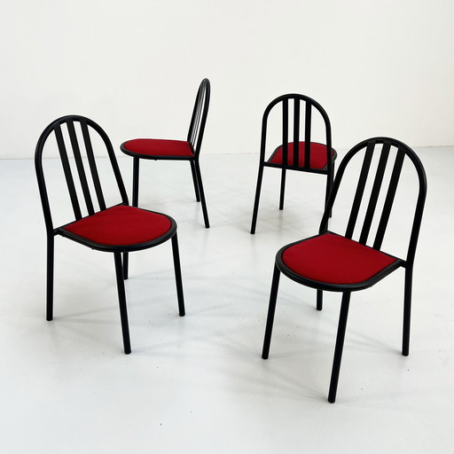 Set van 4 stoelen No.222 in rode stof van Robert Mallet-Stevens voor Pallucco Italia, 1980S