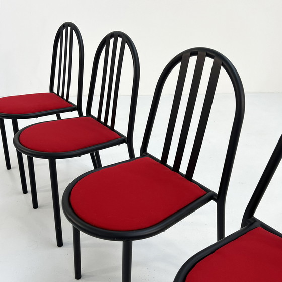 Image 1 of Set van 4 stoelen No.222 in rode stof van Robert Mallet-Stevens voor Pallucco Italia, 1980S